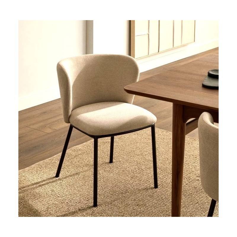 Lot de 2 Chaises Tissus beige et métal noir Elia VeryForma