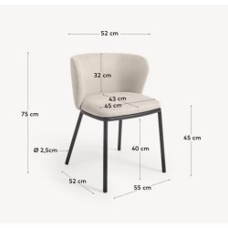 Lot de 2 Chaises Tissus beige et métal noir Elia VeryForma