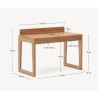 Mesa de oficina de madera de fresno y ratán 120x60 Andu VeryForma