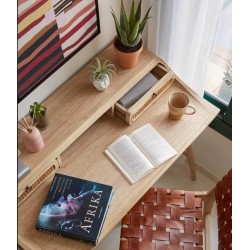 Mesa de escritório de madeira Mindi e rattan 110x60 Ula VeryForma