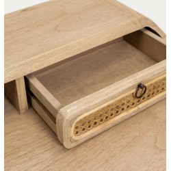Mesa de escritorio de madera Mindi y ratán 110x60 Ula VeryForma