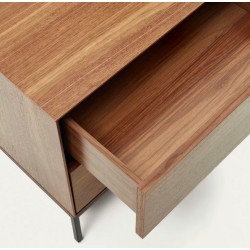 Table de Chevet bois noyer et acier noir 60x55 Rana VeryForma