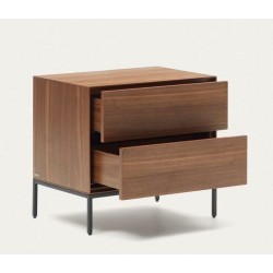 Table de Chevet bois noyer et acier noir 60x55 Rana VeryForma