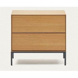 Table de Chevet bois chêne et acier noir 60x55 Rana VeryForma