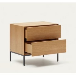 Table de Chevet bois chêne et acier noir 60x55 Rana VeryForma