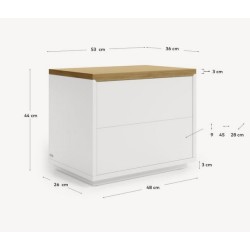 Comodino in legno di rovere laccato bianco 53x44 Bali VeryForma