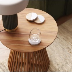 Mesa auxiliar de madera de teca natural Jet 50 cm VeryForma
