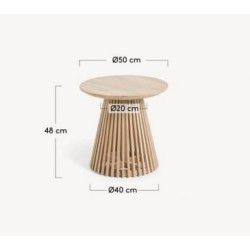 Mesa auxiliar de madera de teca natural Jet 50 cm VeryForma