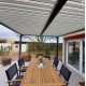 Pergola Bioclimatique aluminium anthracite 10,80m2 avec rideau Habrita