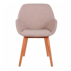 Lot de 2 Fauteuils Repas Tea tissu Sable Piétement Chêne massif VeryForma