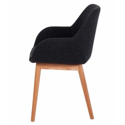 Lot de 2 Fauteuils Repas Tea tissu Marine Piétement Chêne massif VeryForma