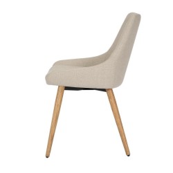 Lot de 2 Chaises Repas Ari tissu crème Piétement Chêne foncé VeryForma