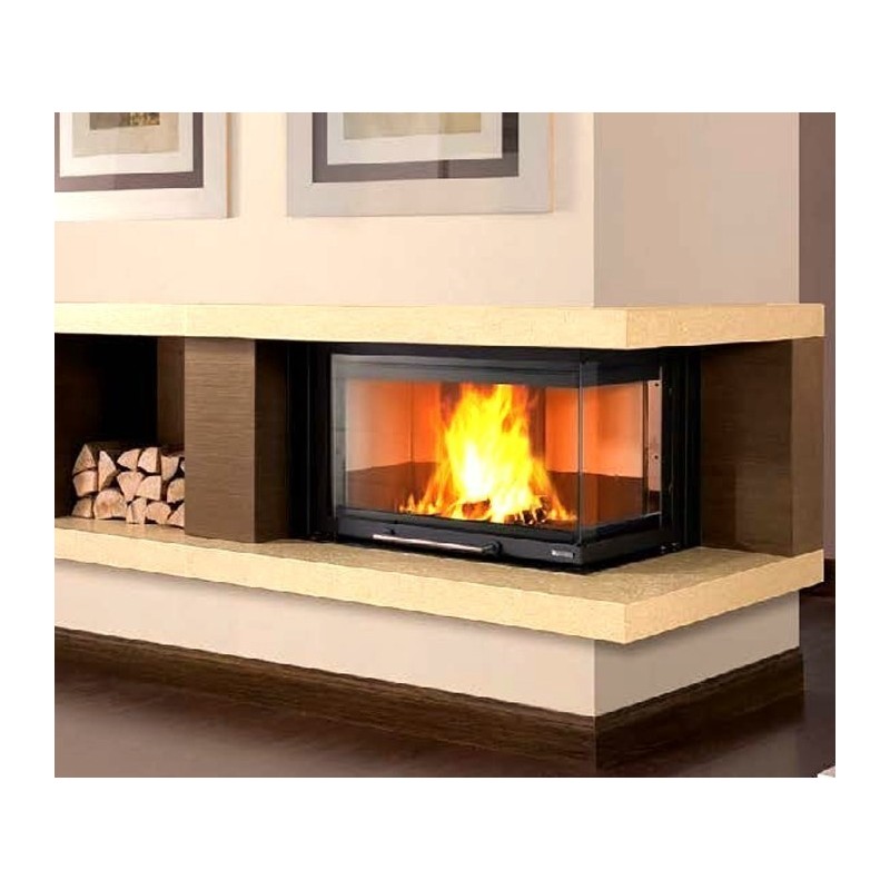 Inserto de madera La Nordica Ángulo Recto Monobloque 800 DX 10kW Negro