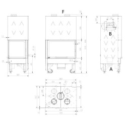 Inserto de madera La Nordica Ángulo Recto Monobloque 800 DX 10kW Negro