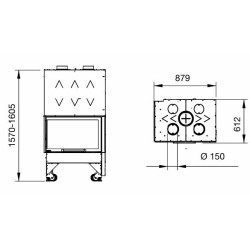 Holzeinlage La Nordica Rechtwinkliger Monoblock 800 DX 10kW Schwarz
