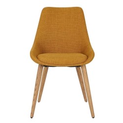 Lot de 2 Chaises Repas Ari tissu Ocre Piétement Chêne foncé VeryForma