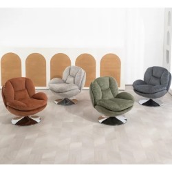 Fauteuil pivotant Top tissu velours rouille VeryForma