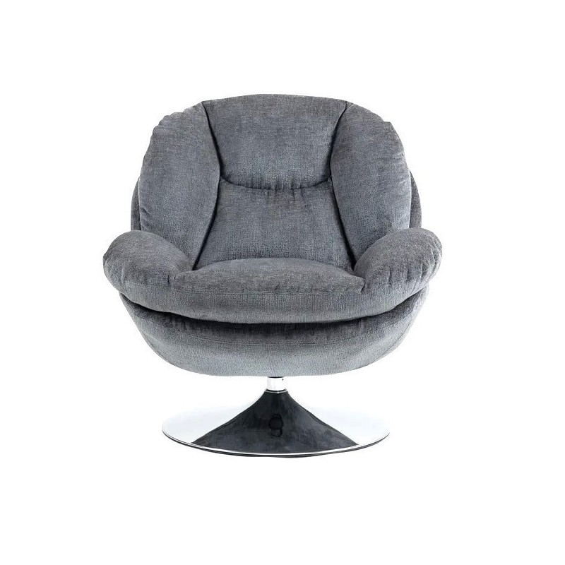 Cadeira Giratória com Tampo de Veludo Cinza Escuro VeryForma