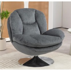 Cadeira Giratória com Tampo de Veludo Cinza Escuro VeryForma