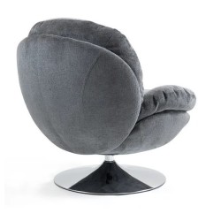 Cadeira Giratória com Tampo de Veludo Cinza Escuro VeryForma