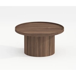 Tavolino rotondo con impiallacciatura in legno di noce Lasma VeryForma