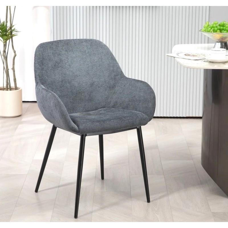 Set 2 Sedie da Pranzo Ibis Grigio Ciniglia Tessuto Metallo Gambe VeryForma Set 2 Sedie da Pranzo Ibis Grigio Ciniglia Tessuto Metallo Gambe VeryForma