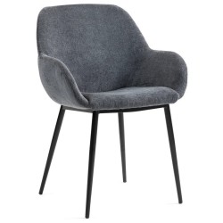 Conjunto de 2 sillas de comedor Ibis gris Tela chenilla patas metálicas VeryForma