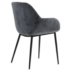 Conjunto de 2 sillas de comedor Ibis gris Tela chenilla patas metálicas VeryForma