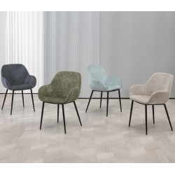 Conjunto de 2 sillas de comedor Ibis gris Tela chenilla patas metálicas VeryForma