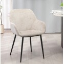 Set of 2 Dining Chairs Ibis Fabric Chenille Taupe Metal Legs VeryForma