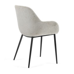 Set of 2 Dining Chairs Ibis Fabric Chenille Taupe Metal Legs VeryForma