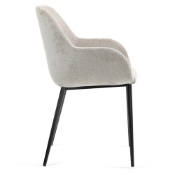 Set of 2 Dining Chairs Ibis Fabric Chenille Taupe Metal Legs VeryForma