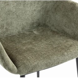 Conjunto de 2 sillas de comedor Ibis Khaki Tela chenilla patas metálicas VeryForma