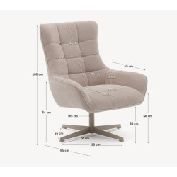 Fauteuil pivotant Aspe tissu  beige et métal VeryForma