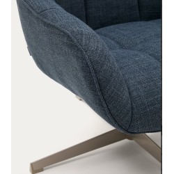 Aspe swivel armchair blue fabric and metal VeryForma