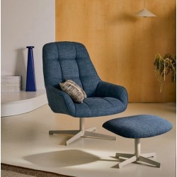 Aspe swivel armchair blue fabric and metal VeryForma