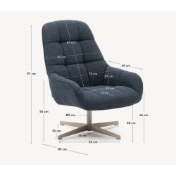 Aspe poltrona girevole blu in tessuto e metallo VeryForma