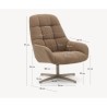 Aspe Drehsessel aus hellbraunem Stoff und VeryForma Metall