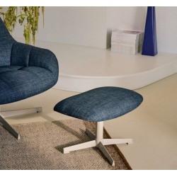 Repose-pieds Aspe tissu bleu et métal VeryForma