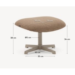 VeryForma Hellbrauner Aspe Fußhocker aus Stoff und Metall