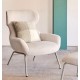 Lina fauteuil in beige chenille stof en VeryForma staal