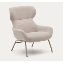 Fauteuil Lina en tissu chenille beige et acier VeryForma