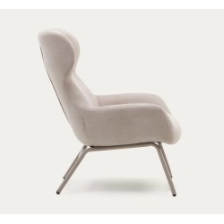 Fauteuil Lina en tissu chenille beige et acier VeryForma