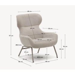 Fauteuil Lina en tissu chenille beige et acier VeryForma