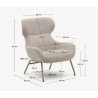 Lina armchair in beige chenille fabric and VeryForma steel