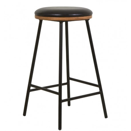 Set of 2 Marc VeryForma Black Imitation Leather Bar Stools and Metal Legs