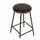 Set of 2 Marc VeryForma Black Imitation Leather Bar Stools and Metal Legs