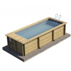 Piscine Bois Urbaine Connecté Couverture Chauffage Filtration Coffre 600x250xH133 BWT