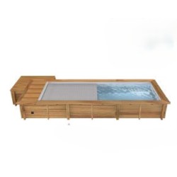 Piscine Bois Urbaine Connecté Couverture Chauffage Filtration Coffre 600x250xH133 BWT