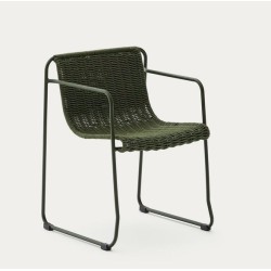 Silla Arvin Swirl en tejido chenilla beige y patas de madera de roble VeryForma